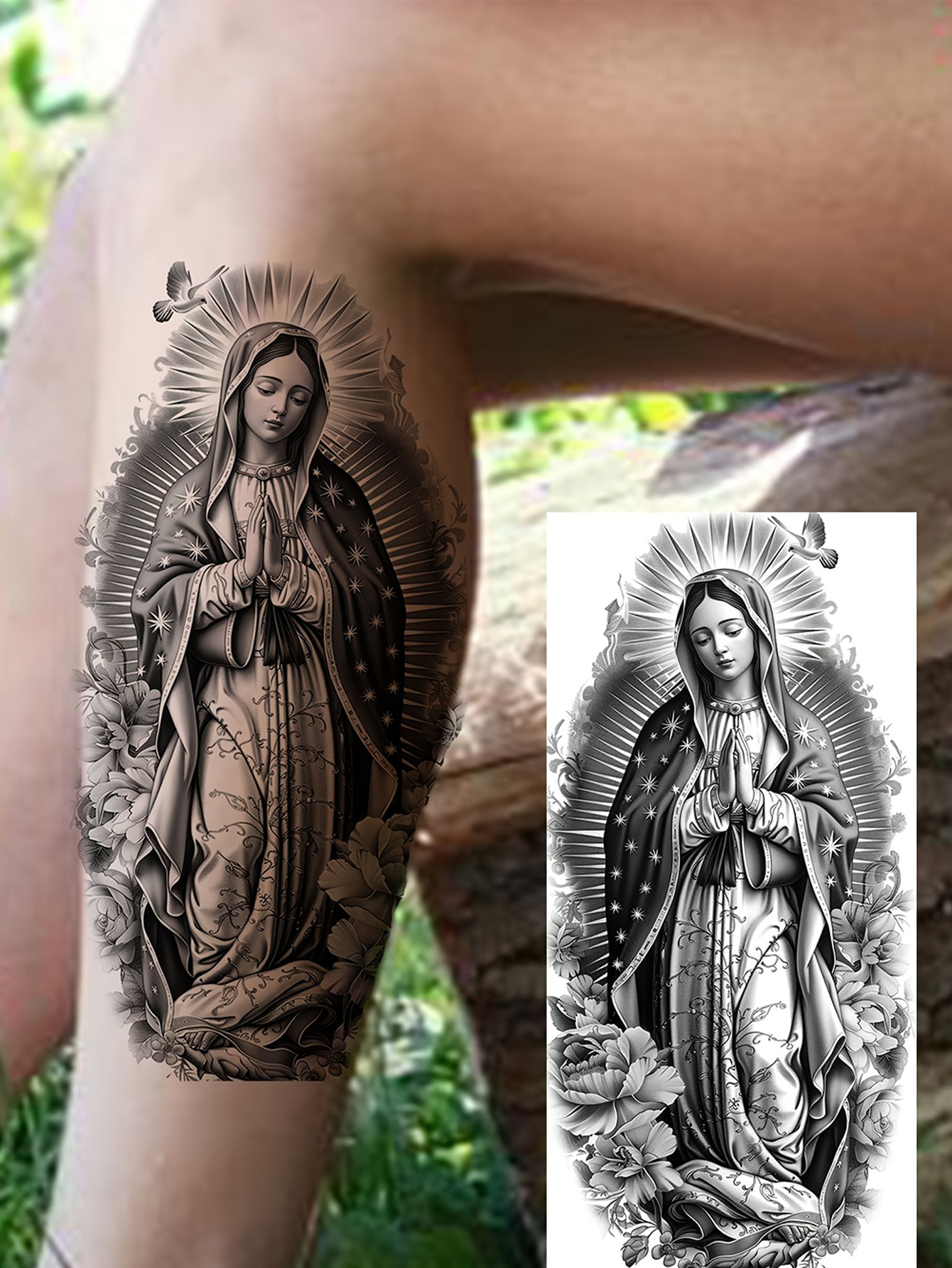 Virgin Mary Temporary Tattoo Sticker